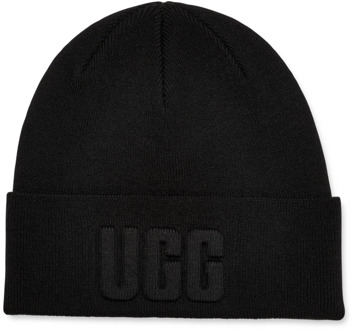 Ugg 3D Logo Gebreide Muts UGG , Black , Dames - ONE Size