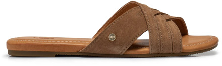 Ugg Gestanste leren slippers UGG , Brown , Dames - 37 Eu,39 Eu,38 Eu,36 EU