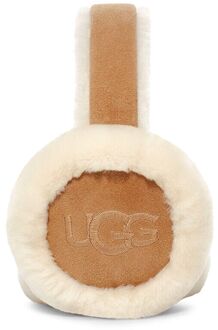 Ugg Oorwarmers van suède met schapenvacht Camel - 1 maat