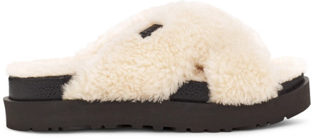 Ugg Pantoffels Fuzz Sugar Cross Slide Beige - 37