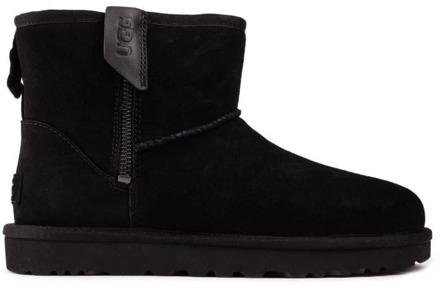 Ugg Zwarte Leren en Suède Ritslaarzen UGG , Black , Dames - 37 EU