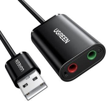 UGREEN 30724 USB Audio Adapter Externe Stereo Audio Geluidskaart met 3,5mm Koptelefoon Microfoonaansluiting voor Windows Mac Linux PC Laptop PS5 - Zwart