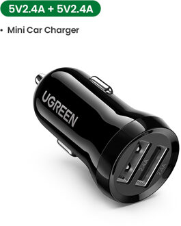 Ugreen Autolader 5V4.8A Mini Auto Opladen Voor Mobiele Telefoon Oplader Dual Usb Auto Telefoon Oplader Adapter In Auto