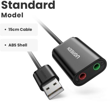 Ugreen Geluidskaart Usb Audio Interface 3.5Mm Microfoon Audio Adapter Usb Geluidskaart Voor Pc PS4 5 Headset Externe sound Adapter standaard- model