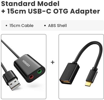 Ugreen Geluidskaart Usb Audio Interface 3.5Mm Microfoon Audio Adapter Usb Geluidskaart Voor Pc PS4 5 Headset Externe sound Adapter standaard- OTG model