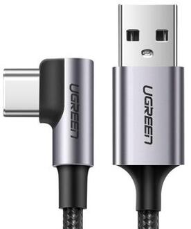 Ugreen haakse USB-A naar USB-C kabel - 2m, 3A - Grijs