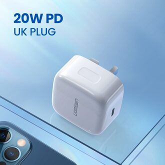 Ugreen Pd Charger 20W Fast Charger Voor Iphone 12X8 Usb Type C Lader Voor Xiaomi Quick Lading 4.0 3.0 Opladen Telefoon Oplader UK 20W wit