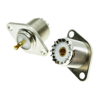 UHF PL259 SO239 Coax Connector Socket UHF Female 2 Hole Flange Panel Mount Solder Cup Brass Straight Coaxial RF Adapters