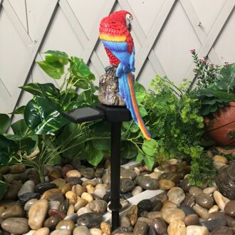Uil Eekhoorn Parrot Vorm Energie Lamp Led Solar Outdoor Tuin Waterdichte Verlichting Nachtlampje Uil Uil Gazon Lamp Decoratie rood parrot