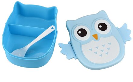 Uil Vormige Lunchbox Met Compartimenten Lunch Voedsel Container Met Deksels Almacenamiento Cocina Draagbare Bento Box Voor Kinderen School blauw