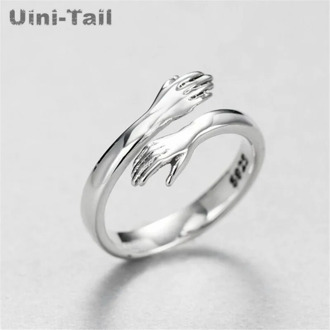 Uini-Tail hot new 925 sterling silver European and American jewelry love hug ring retro fashion tide flow open ring GN601