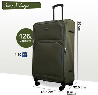 Uitbreidbare zachte kakigroene extra grote 8-wiel lichtgewicht koffer reistassen