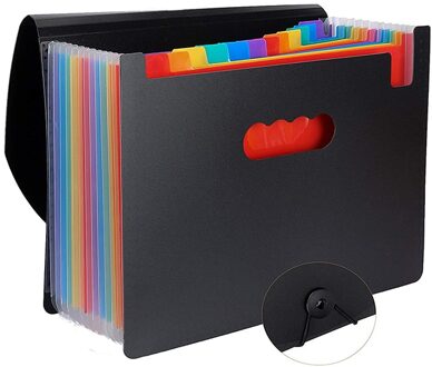 Uitbreidende Bestand Map A4 Brief Size Portable Document Houder Met 12 Zakken Zwart Indienen Mappen Bureau Opslag Accordeon Bestand