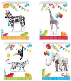 Uitdeelzakjes Party Animals (8st) Multikleur - Print