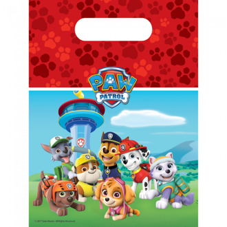 uitdeelzakjes Paw Patrol junior 30 x 20 cm rood 6 stuks Blauw