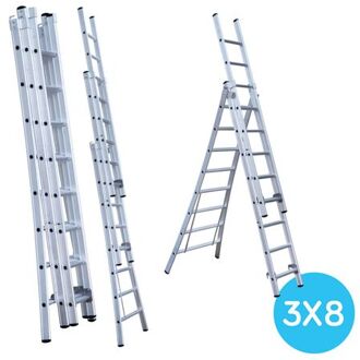 Uitgebogen Driedelige Ladder - Reform Ladder - 3x8 Sporten