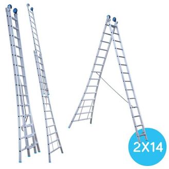 Uitgebogen Reform Ladder - Tweedelige Ladder Met 2x14 Sporten