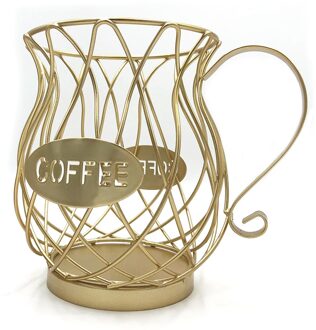 Uitgeholde Koffie Capsule Opslag Mand Creatieve Koffiekopje Vormige Fruit Koffie Pod Organizer Houder Voor Home Cafe Hotel Ornament Goud