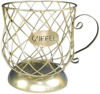 Uitgeholde Koffie Capsule Opslag Mand Creatieve Koffiekopje Vormige Fruit Koffie Pod Organizer Houder Voor Home Cafe Hotel Ornament Goud
