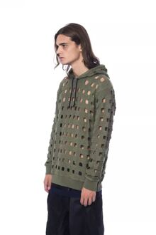 Uitgesneden Gebreide Hoodie Militair Groen - maat Kaki