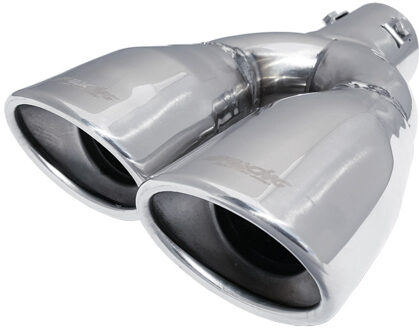 Uitlaatsierstuk Dubbel Ovaal/Schuin RVS - 167x67xL220mm - Montage 37->57mm - Links