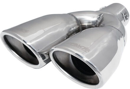 Uitlaatsierstuk Dubbel Ovaal/Schuin RVS - 167x67xL220mm - Montage 37->68mm - Rechts