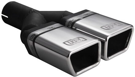 Uitlaatsierstuk - Dubbel Rechthoek 86x54mm - Lengte 200mm - Montage ->50mm - RVS