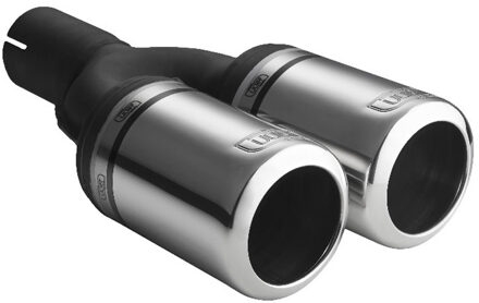 Uitlaatsierstuk - Dubbel Rond Ø80mm Big Rim - Lengte 200mm (excl. Demper) - Montage ->50mm - RVS