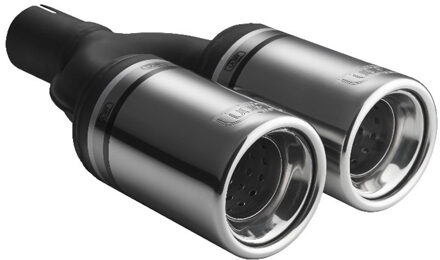 Uitlaatsierstuk - Dubbel Rond Ø80mm - Lengte 160mm - Montage ->50mm - RVS