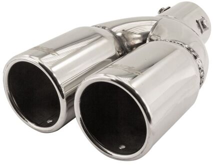 Uitlaatsierstuk Dubbel Rond RVS - Ø76xL230mm - Montage ->61mm