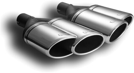 Uitlaatsierstuk (links) - Dubbel Ovaal 160x65mm - Lengte 200mm - Montage ->50mm - RVS