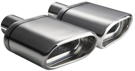 Uitlaatsierstuk (rechts) - Ovaal 145x75mm - Lengte 140mm - Montage ->50mm - RVS