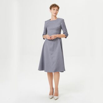 Uitlopende kleermakersjurk met vierkante halslijn Grijs - S