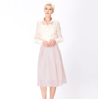 Uitlopende organza en satijnrok Wit - L