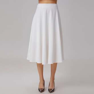 Uitlopende rok tot op de knie Wit - L