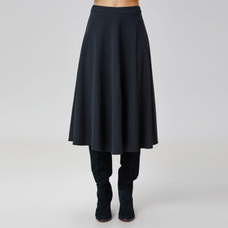 Uitlopende rok tot op de knie Zwart