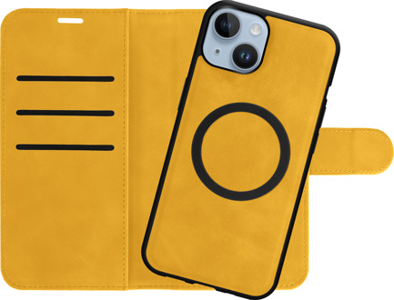 Uitneembaar Wallet Hoesje voor iPhone 14 Plus - Magfit 2-in-1 Hoesje met Pasvakjes - Geel
