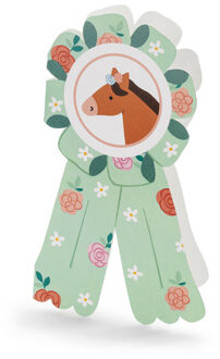 Uitnodiging Paarden Rozet Vorm Bella (6st) Multikleur - Print