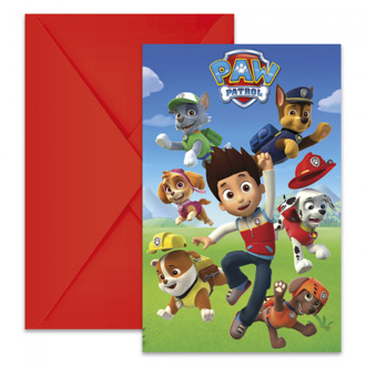 uitnodigingen met envelop Paw Patrol 6 stuks 14 cm Multikleur