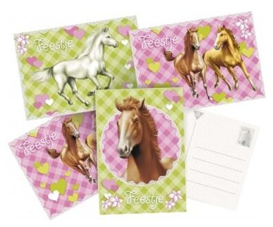 Uitnodigingskaarten 6st paarden 5 sets Multikleur