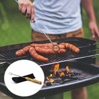 Uitschuifbare Barbecue Naalden Marshmallow Roosteren Sticks Met Houten Handvat Telescopische Spiesjes Voor Kampvuur Firepit LX9C