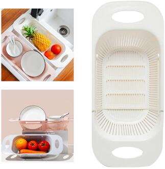 Uitschuifbare Gootsteen Vergiet Zeef Mand Wassen Groenten Beige