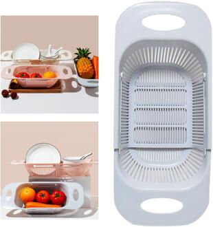 Uitschuifbare Gootsteen Vergiet Zeef Mand Wassen Groenten grijs