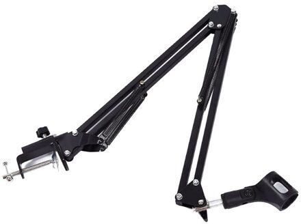 Uitschuifbare Opname Microfoon Houder Met Mic Clip Tafel Montage Klem zwart
