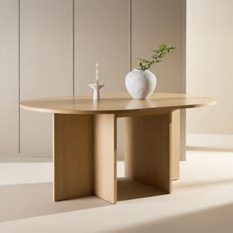 Uitschuifbare Ronde Eettafel 'Shuree' 120/170 x 120cm, kleur Whitewash Naturel