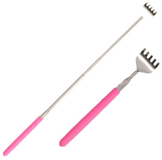 Uitschuifbare ruggenkrabber - 2x - 20 tot 65 cm - Roze - rugkrabber - metaal
