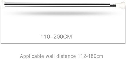 Uitschuifbare Rvs Gordijn Staaf Pole Rail, verstelbare Pole Voor Venster Douche Slaapkamer En Deuropening (110-200Cm)