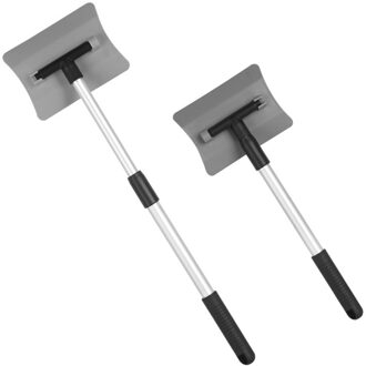 Uitschuifbare Sneeuwschuiver Ijskrabber Sneeuw Borstel 180 Graden Roterende Voor Auto Auto Suv Vorst Voorruit Cleaner Winter Tool Grijs