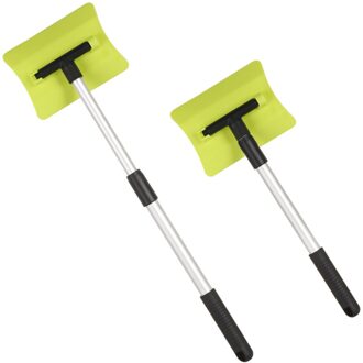 Uitschuifbare Sneeuwschuiver Ijskrabber Sneeuw Borstel 180 Graden Roterende Voor Auto Auto Suv Vorst Voorruit Cleaner Winter Tool groen