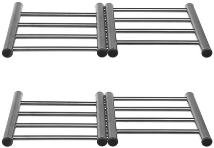 Uitschuifbare/verstelbare pannen onderzetter - 2x - RVS - 22,5 x 20 cm - Pannenonderzetter